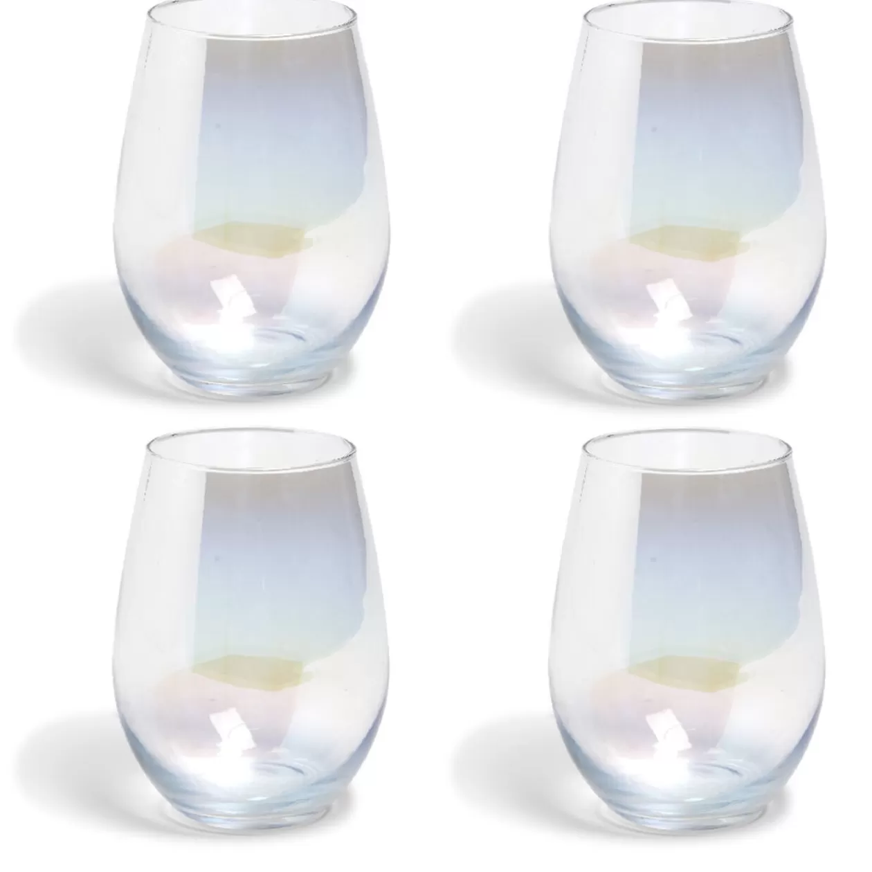 Gobelet en verre irisé ovale x4>Gifi Sale