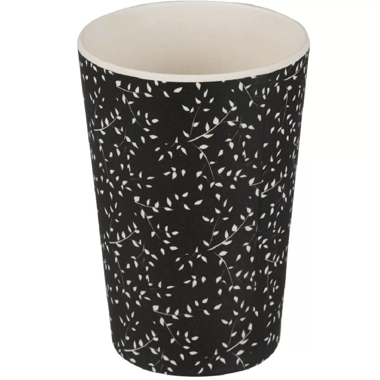 Gifi Gobelet mélaminé noir décor feuille blanche< Vaisselle Et Accessoires De Table