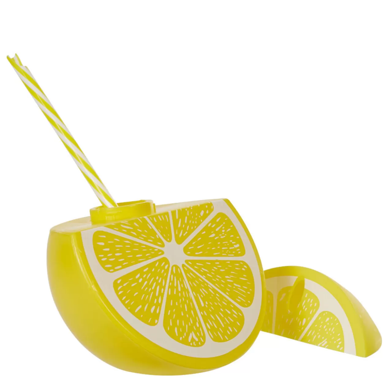 Gobelet plastique et paille en forme de citron>Gifi Hot