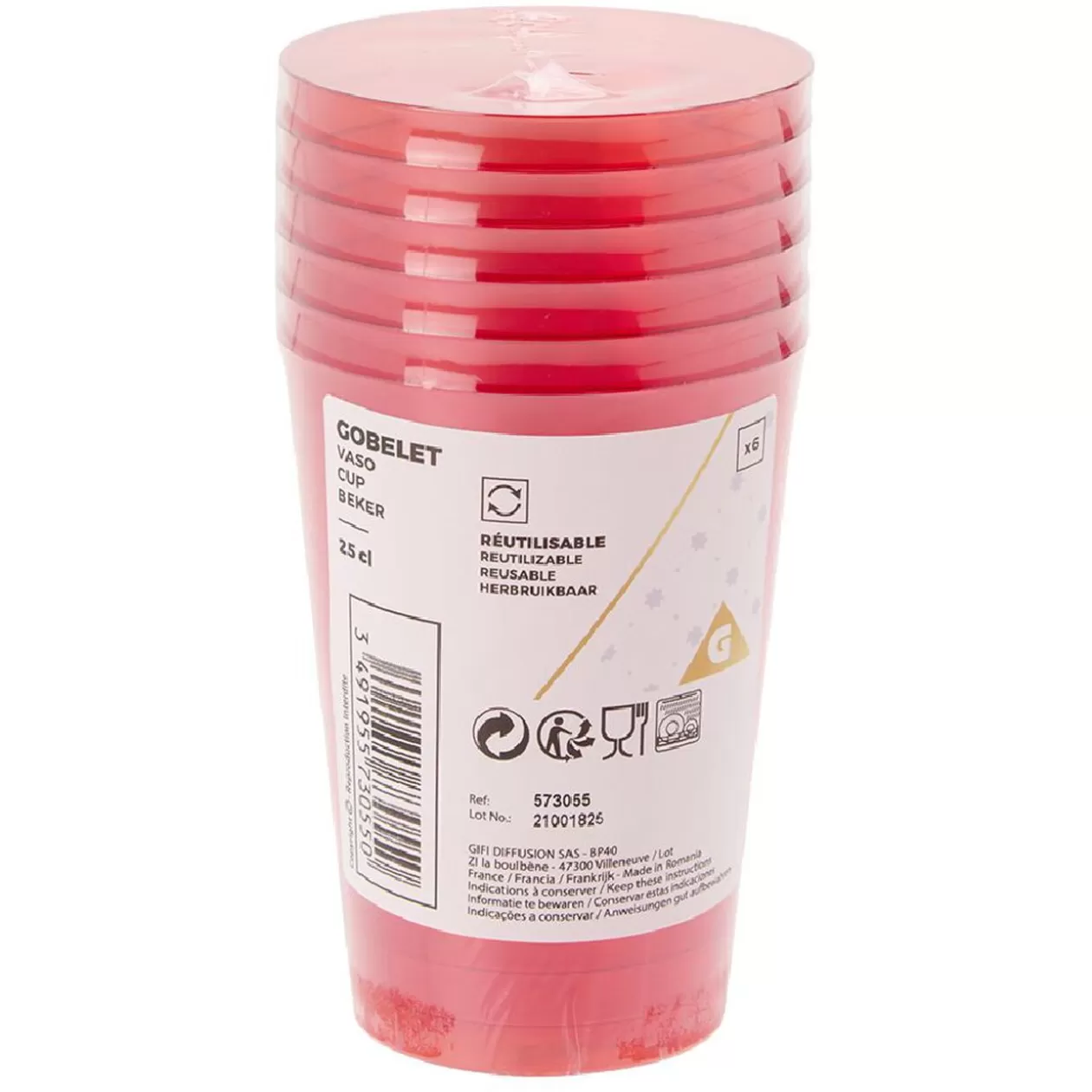 Gobelet réutilisable rouge x6>Gifi Cheap