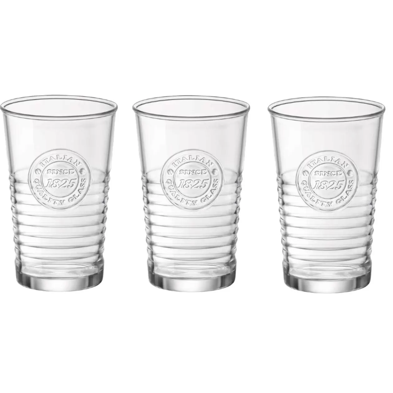 Gobelet strie embossée inscription Since 1825 transparent x3>Gifi Online