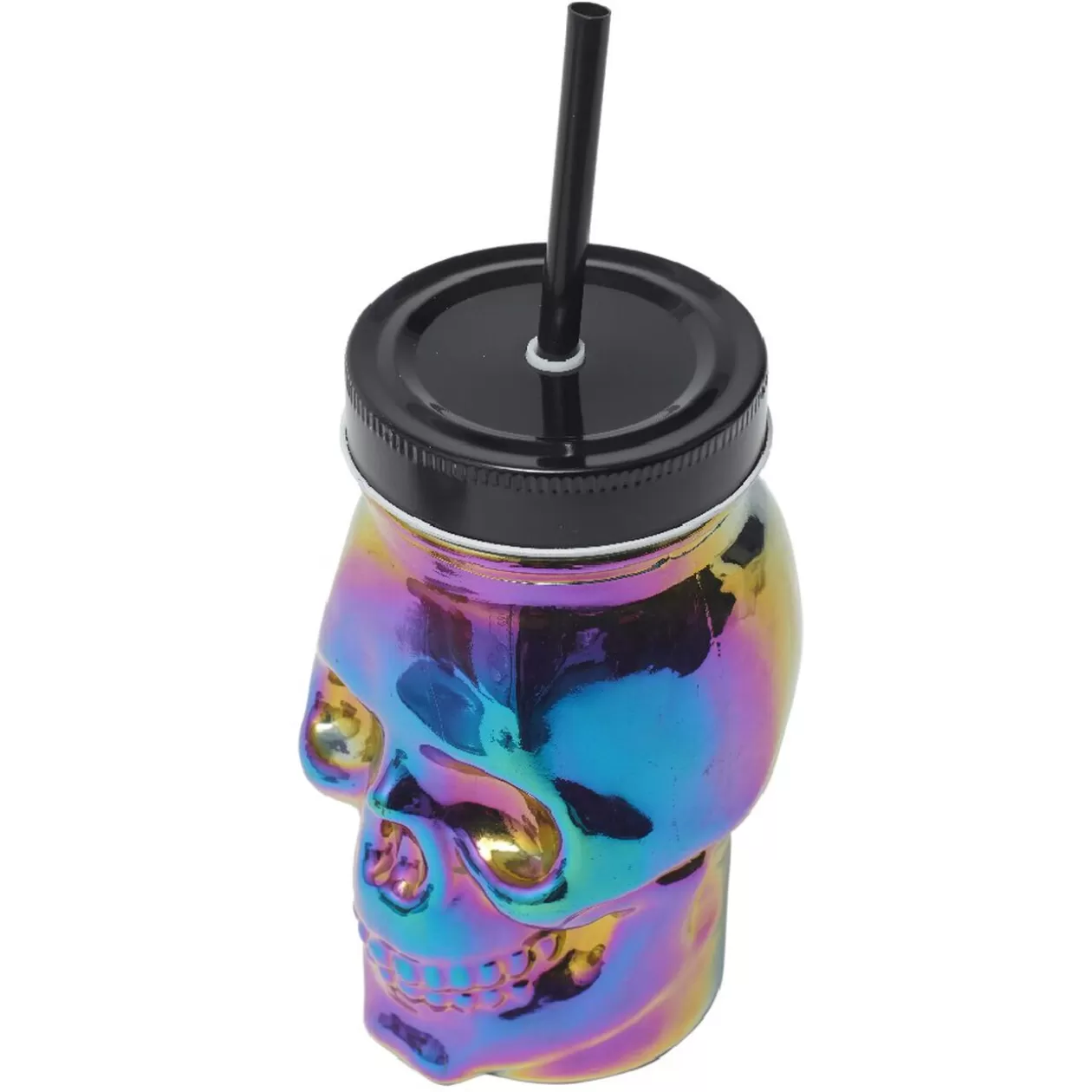 Gobelet verre forme tête de mort couvercle et paille 500 ml>Gifi Online