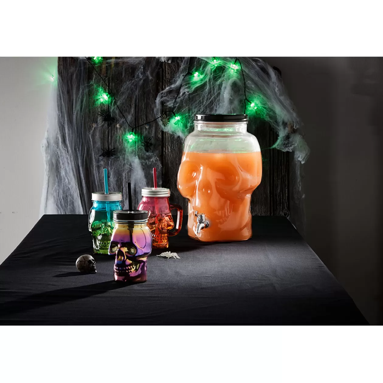 Gobelet verre forme tête de mort couvercle et paille 500 ml>Gifi Online