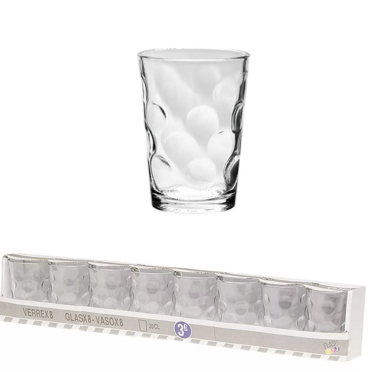 Gobelet verre motif embossé transparent 20 cl x8>Gifi Cheap