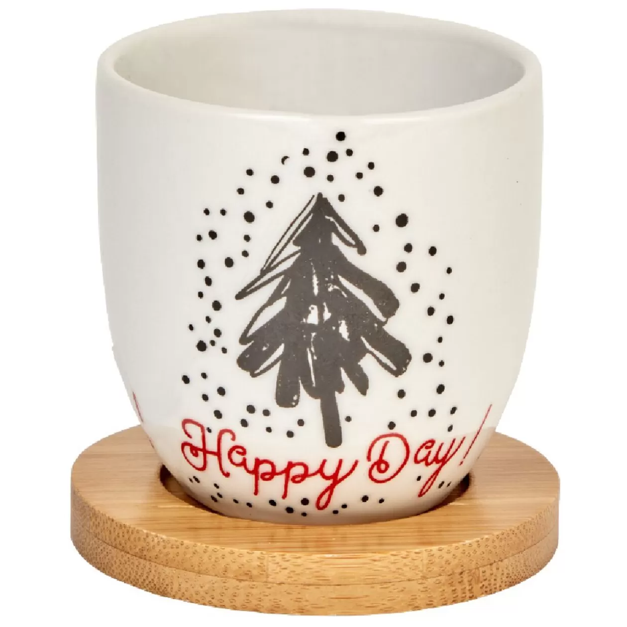 Gobelets café et sous tasse blanc motif noir rouge 11 cl x4>Gifi Shop