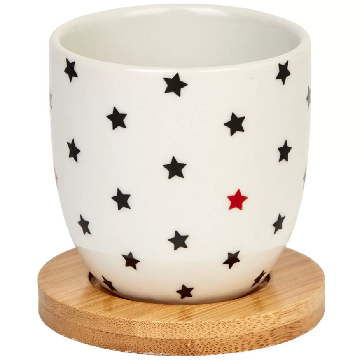 Gobelets café et sous tasse blanc motif noir rouge 11 cl x4>Gifi Shop