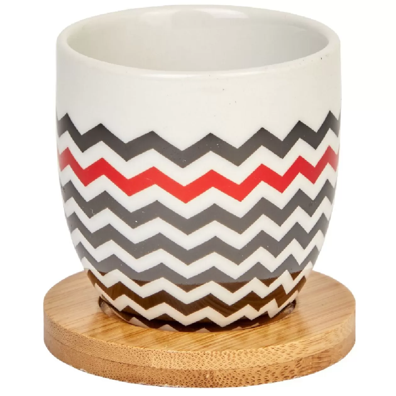 Gobelets café et sous tasse blanc motif noir rouge 11 cl x4>Gifi Shop
