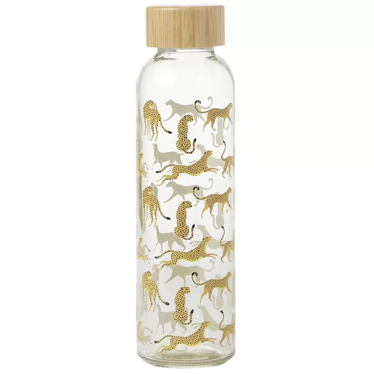Gourde bouteille en verre avec bouchon bambou 500ml Ø6,5xH22cm>Gifi Shop