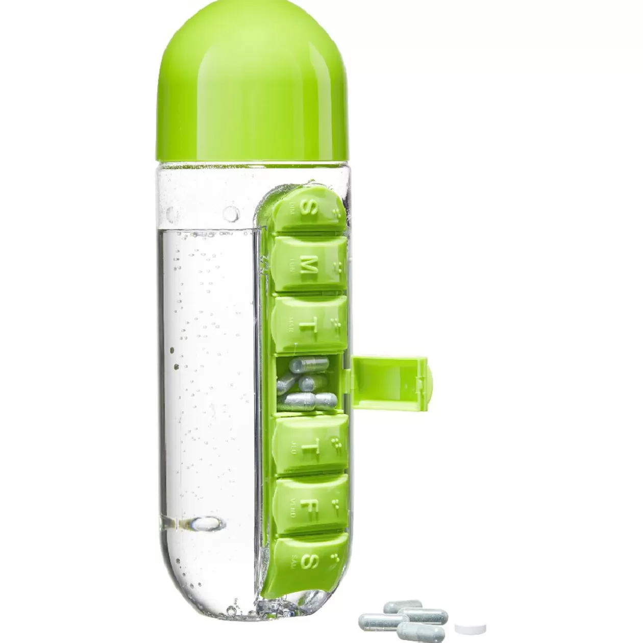 Gourde pilulier hebdomadaire transparente et verte>Gifi Clearance