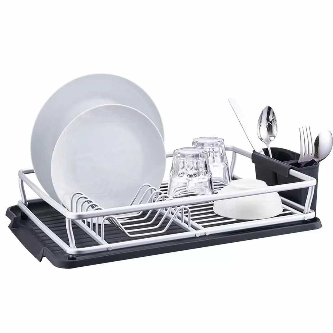 Gifi Égouttoir à vaisselle avec porte-couverts gris noir< Rangement De Cuisine