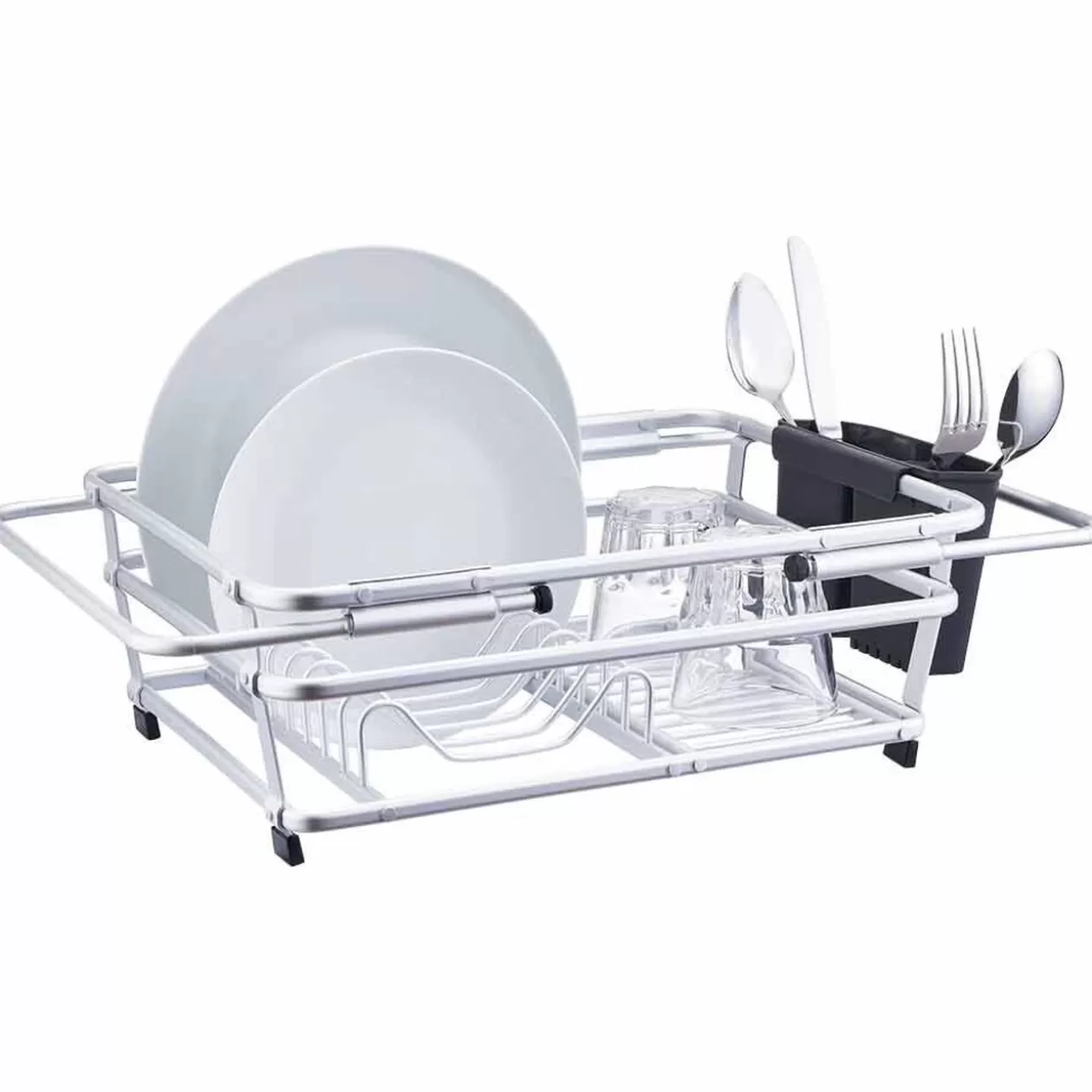 Gifi Égouttoir à vaisselle extensible aluminium avec porte-couverts noir< Rangement De Cuisine