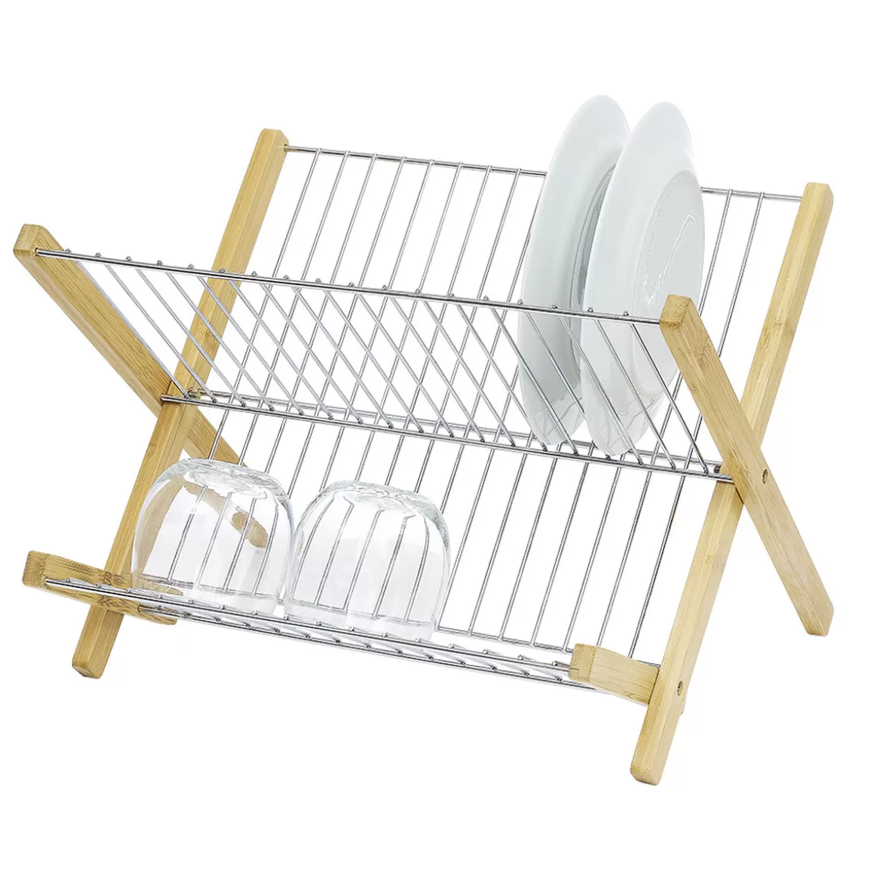Gifi Égouttoir à vaisselle pliable bambou et métal< Rangement De Cuisine