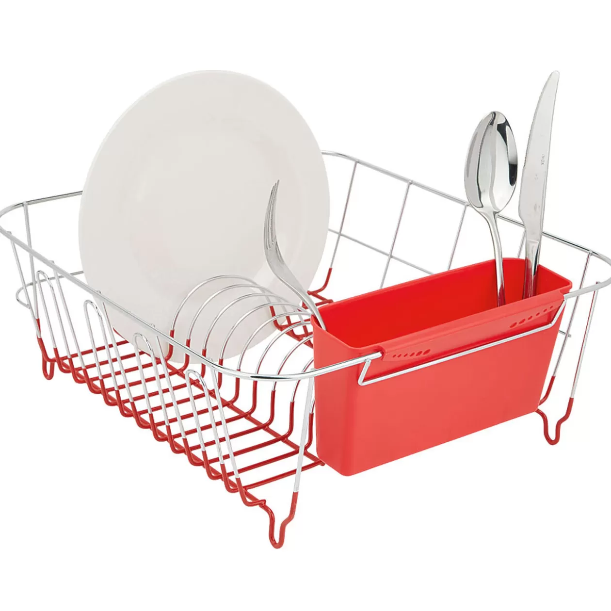 Gifi Égouttoir vaisselle base métal gris et rouge< Rangement De Cuisine