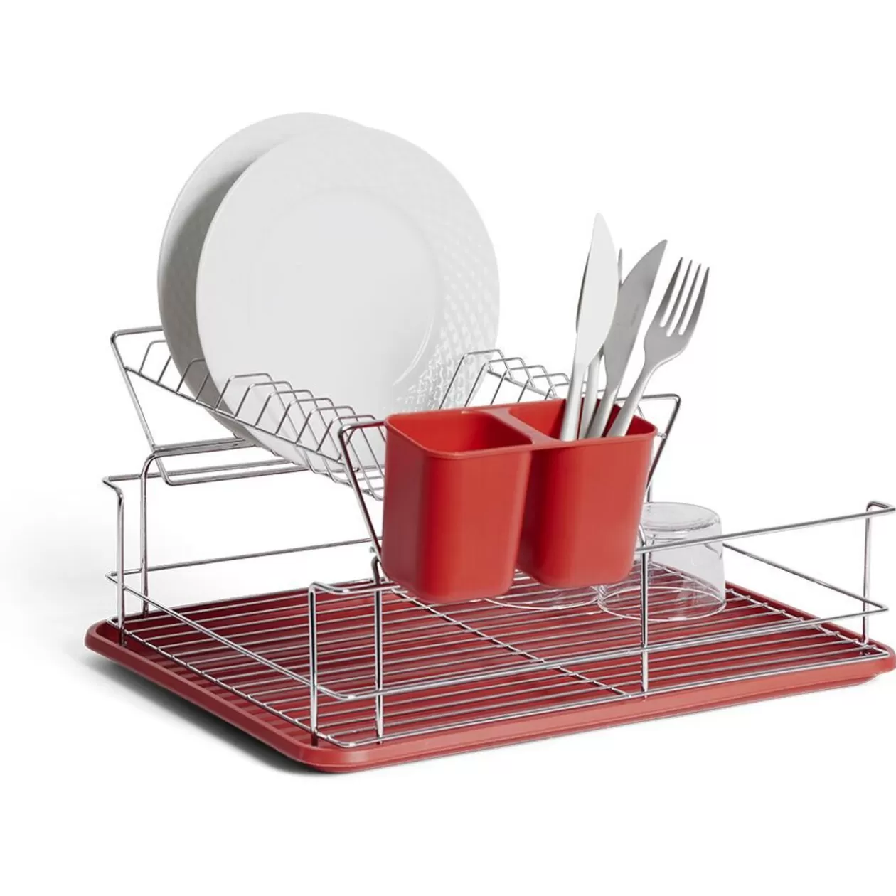 Gifi Égouttoir vaisselle base métal gris et rouge< Rangement De Cuisine