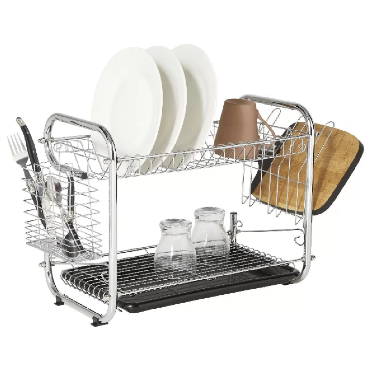 Gifi Égouttoir XXL 2 niveaux récupérateur d'eau inox< Rangement De Cuisine