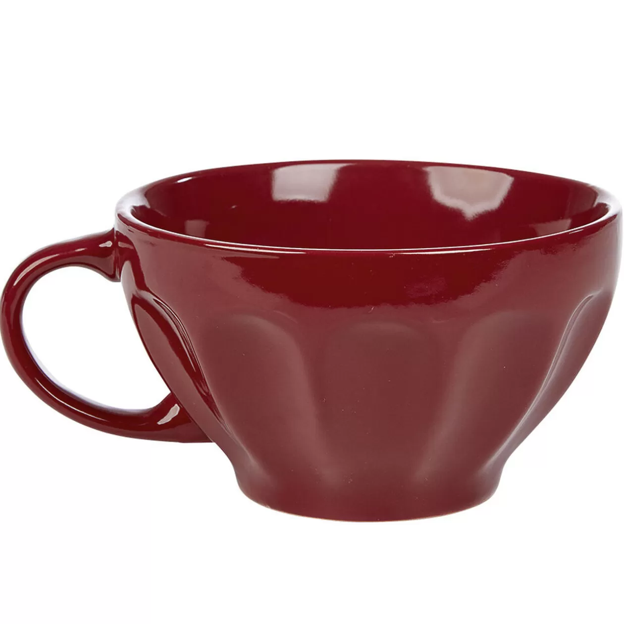 Jumbo en faïence côtelé 55 cl uni rouge>Gifi Store