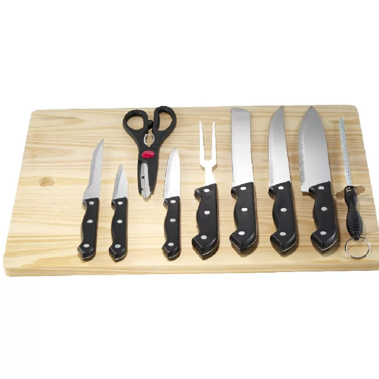 Gifi Kit de découpe avec planche en bois et 9 ustensiles< Préparation Culinaire