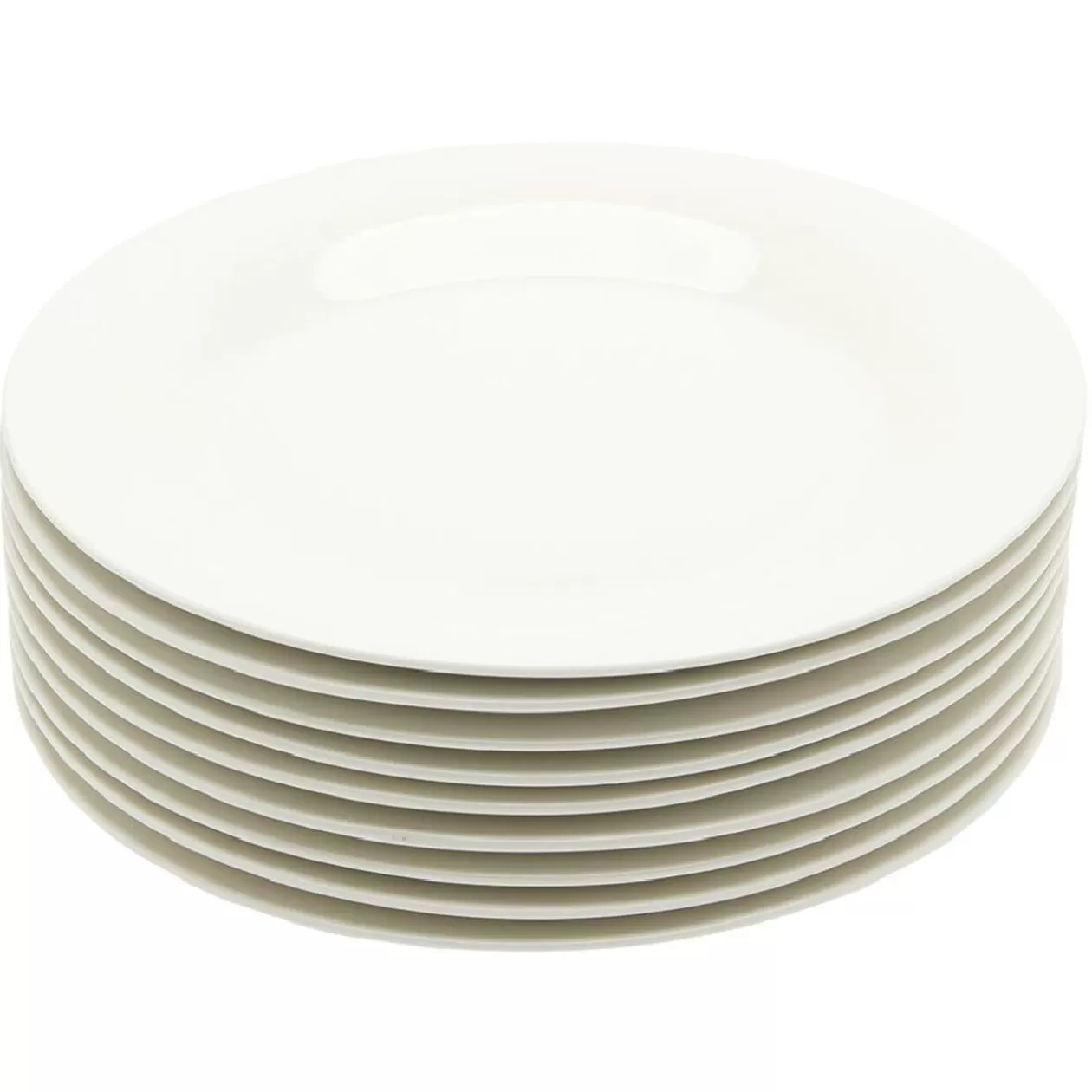 Lot de 10 assiettes rondes plates céramique uni blanc>Gifi Cheap