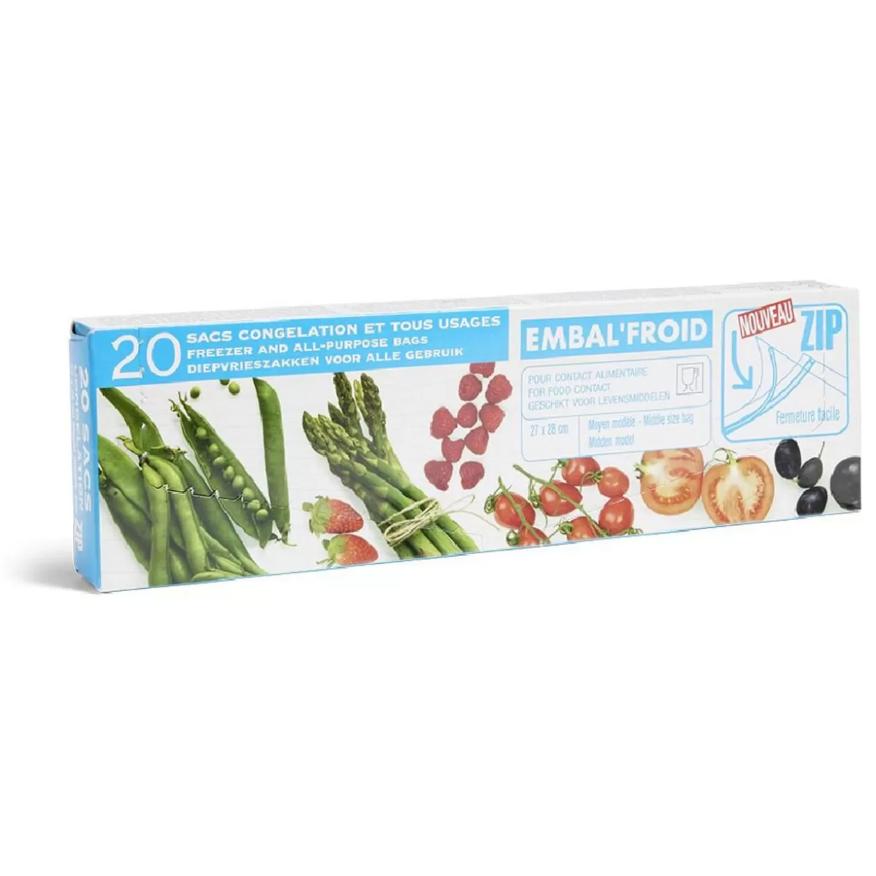 Gifi Lot de 20 sacs de congélation avec fermeture glissière 28x27cm< Conservation Alimentaire