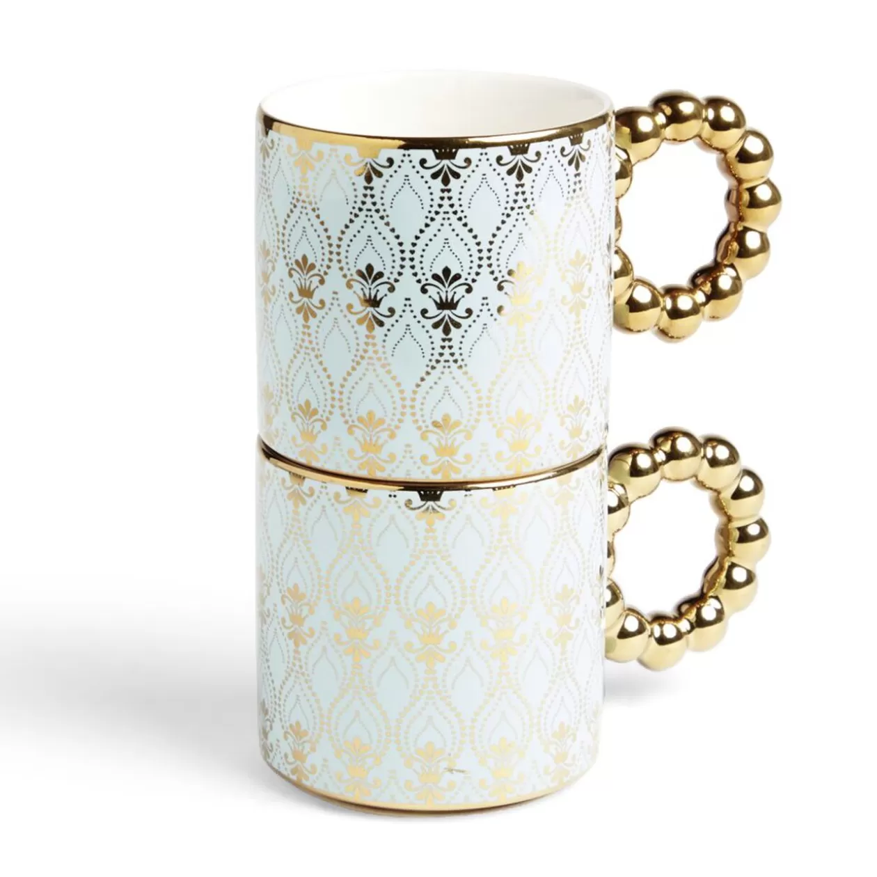 Lot de 2 mugs 30cl design chic bleu clair et doré>Gifi Flash Sale