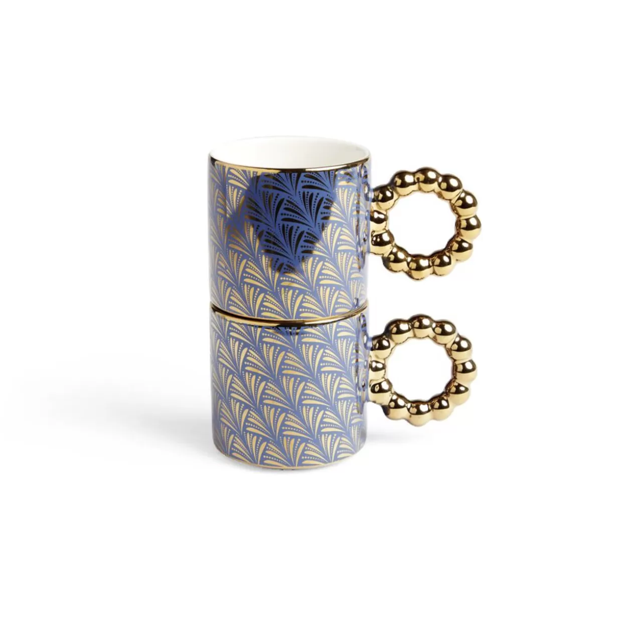 Gifi Lot de 2 mugs 30cl design chic bleu foncé et doré< Vaisselle Et Accessoires De Table