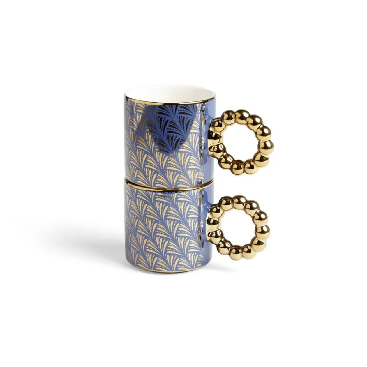 Gifi Lot de 2 mugs 30cl design chic bleu foncé et doré< Vaisselle Et Accessoires De Table