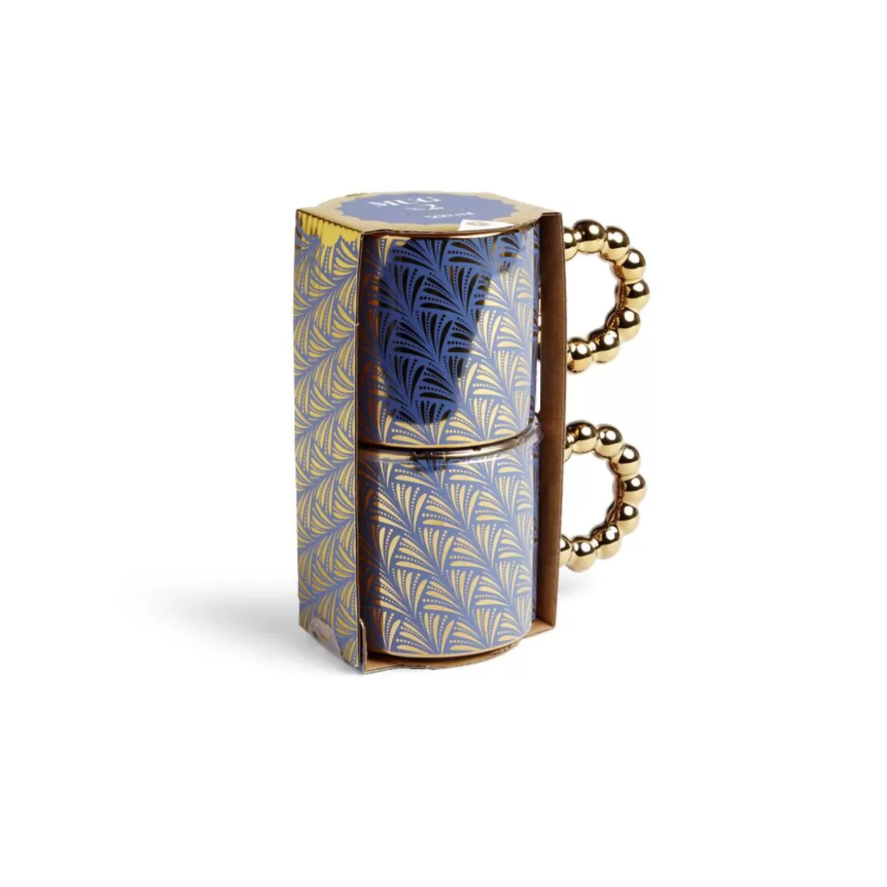 Gifi Lot de 2 mugs 30cl design chic bleu foncé et doré< Vaisselle Et Accessoires De Table