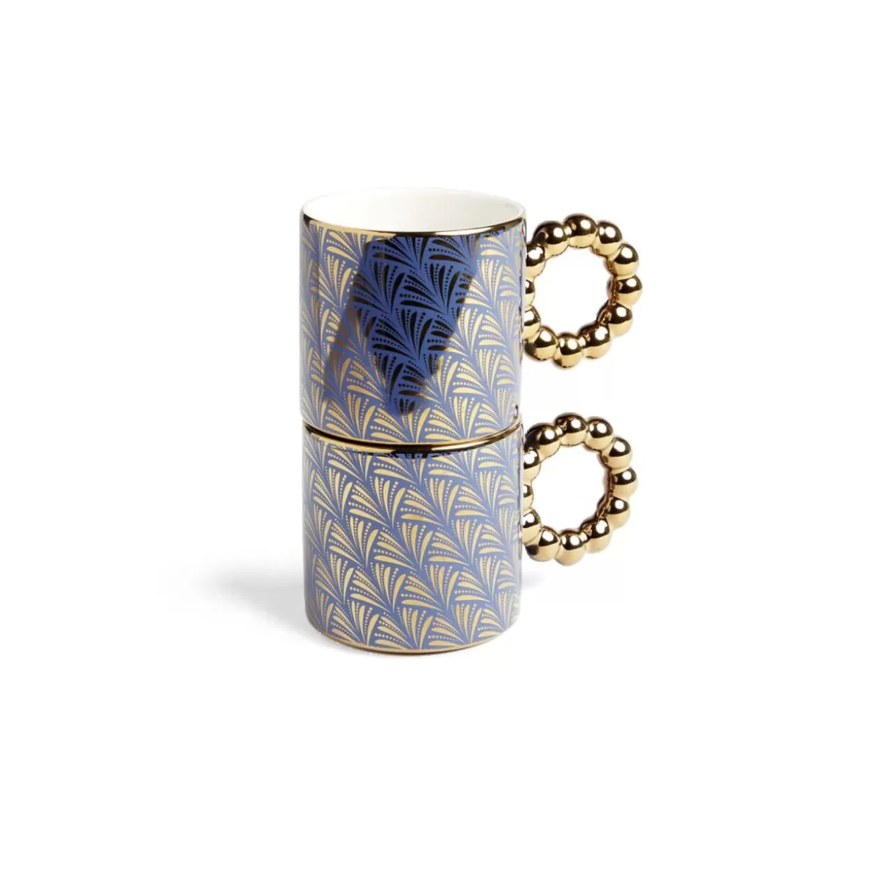 Gifi Lot de 2 mugs 30cl design chic bleu foncé et doré< Vaisselle Et Accessoires De Table