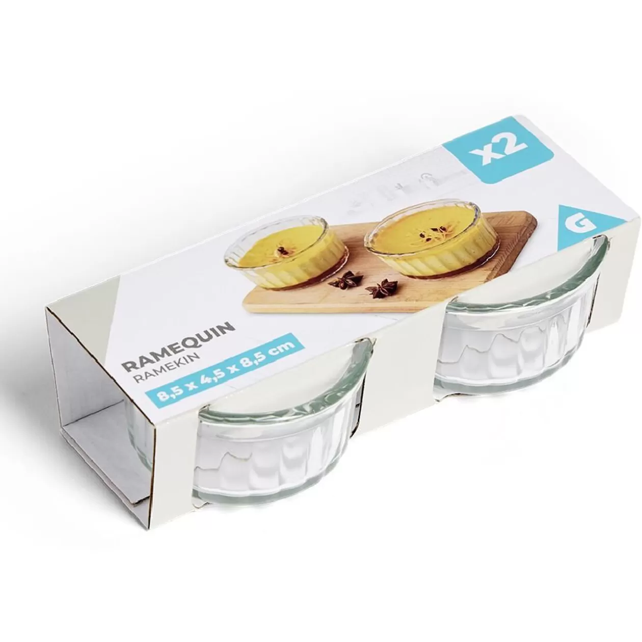 Gifi Lot de 2 ramequins en verre transparent Ø8,5xH4,5cm< Cuisson