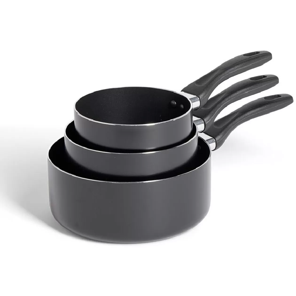 Gifi Lot de 3 casseroles tous feux sauf induction aluminium noir Ø14/16/20cm< Cuisson