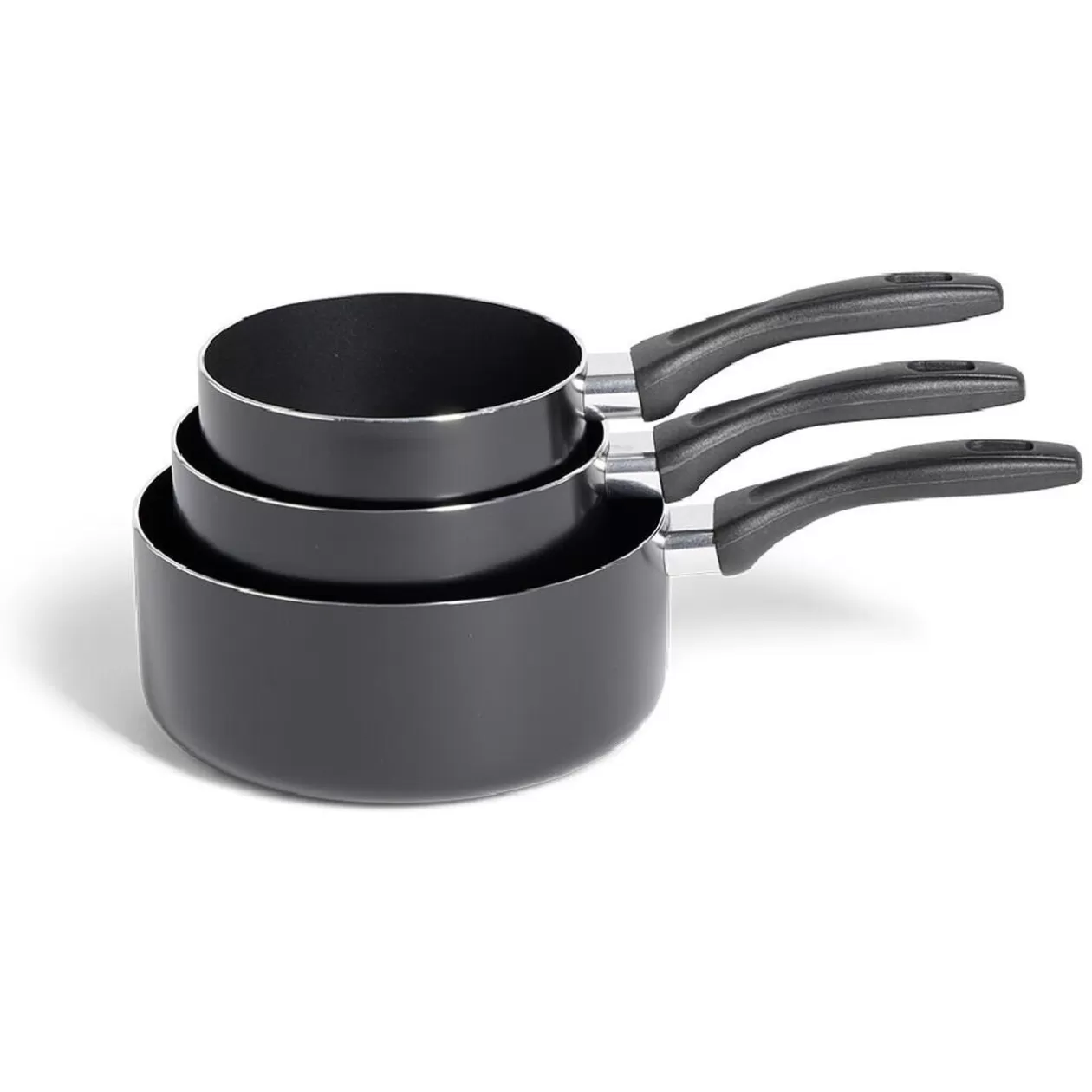 Gifi Lot de 3 casseroles tous feux sauf induction aluminium noir Ø14/16/20cm< Cuisson