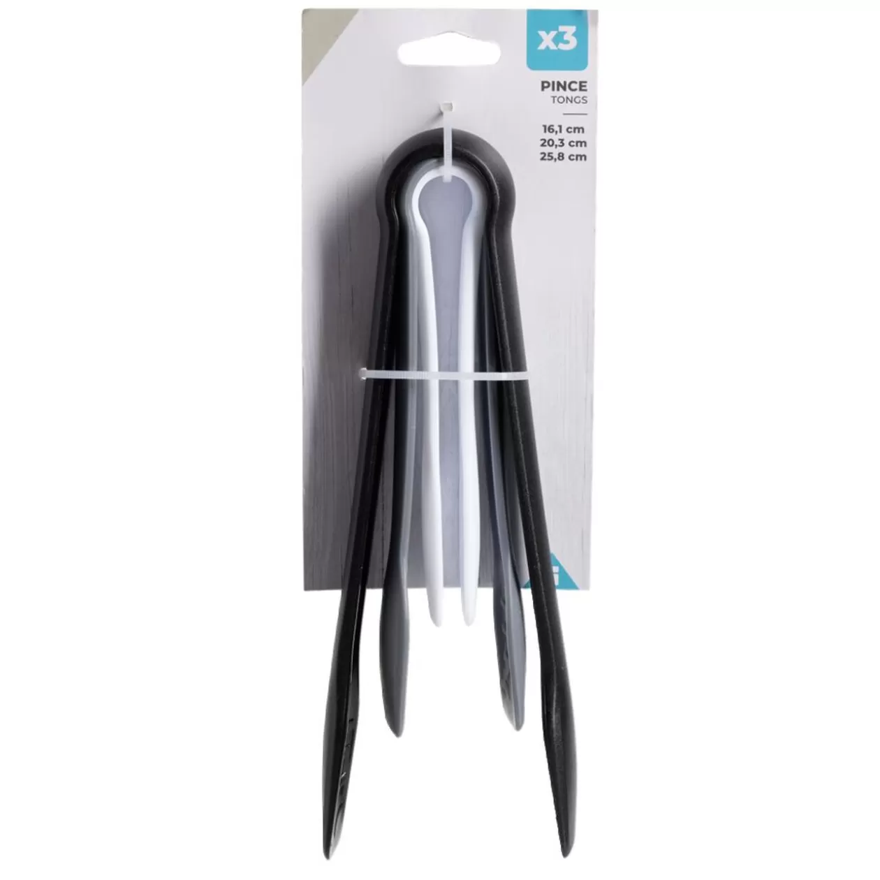Gifi Lot de 3 pinces alimentaires plastique noir/blanc/gris< Préparation Culinaire