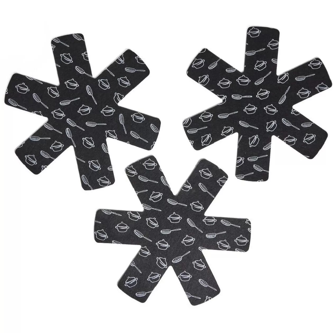 Gifi Lot de 3 protège-poêles Ø38cm polyester noir ou gris< Cuisson