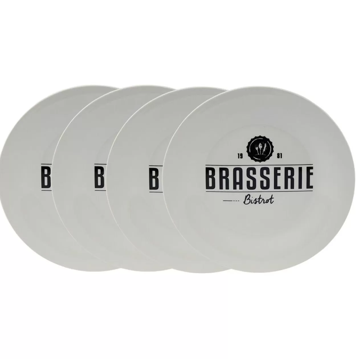 Lot de 4 assiettes plates rondes Bistrot porcelaine blanche>Gifi Clearance