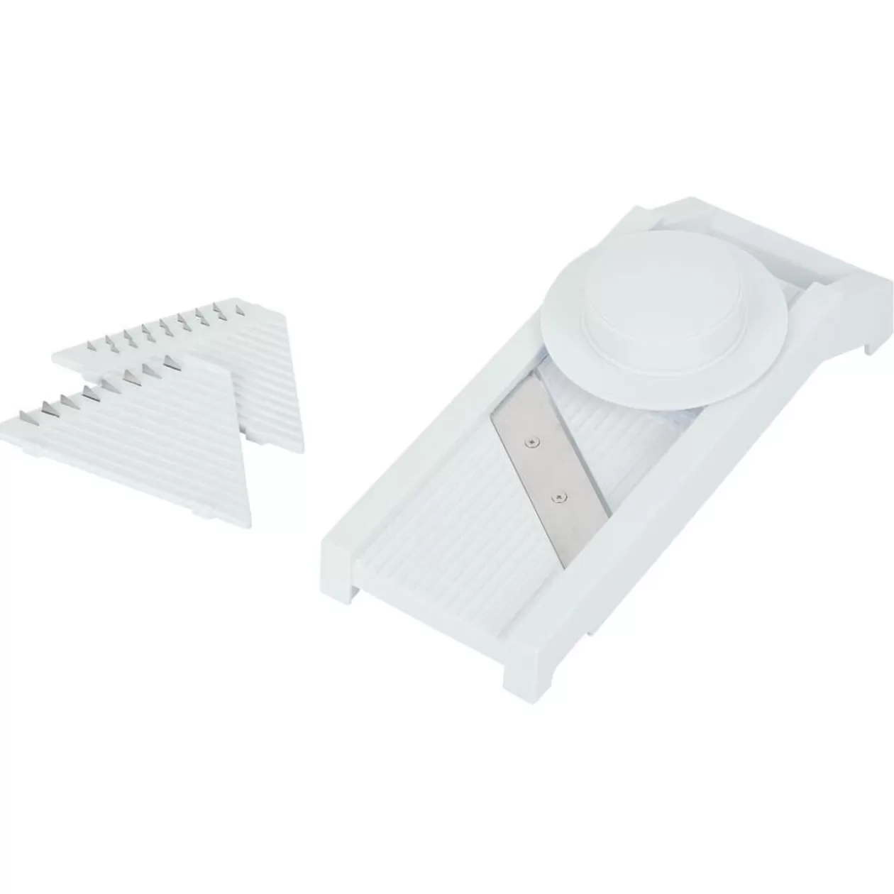Gifi Mandoline multiusage 4 accessoires inox et plastique blanc< Préparation Culinaire