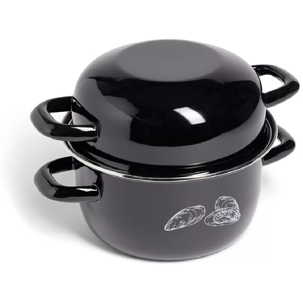 Gifi Marmite à moules avec couvercle Ø20,5cm acier noir< Cuisson