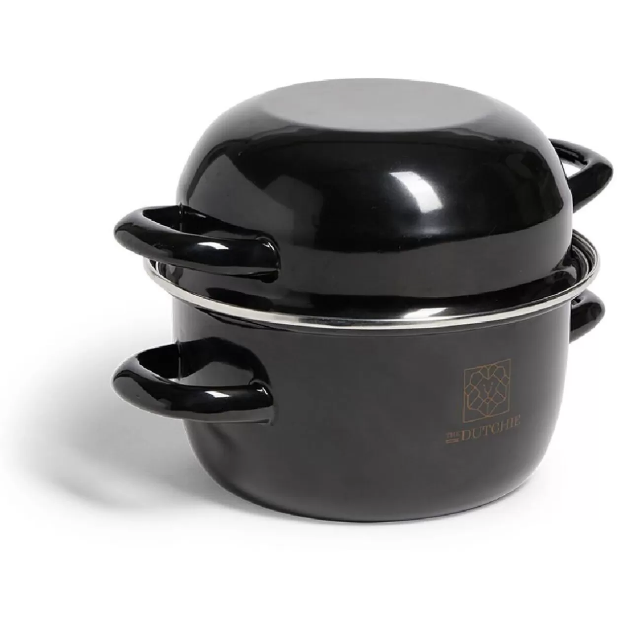 Gifi Marmite à moules avec couvercle acier noir Ø18xH16,5cm< Cuisson