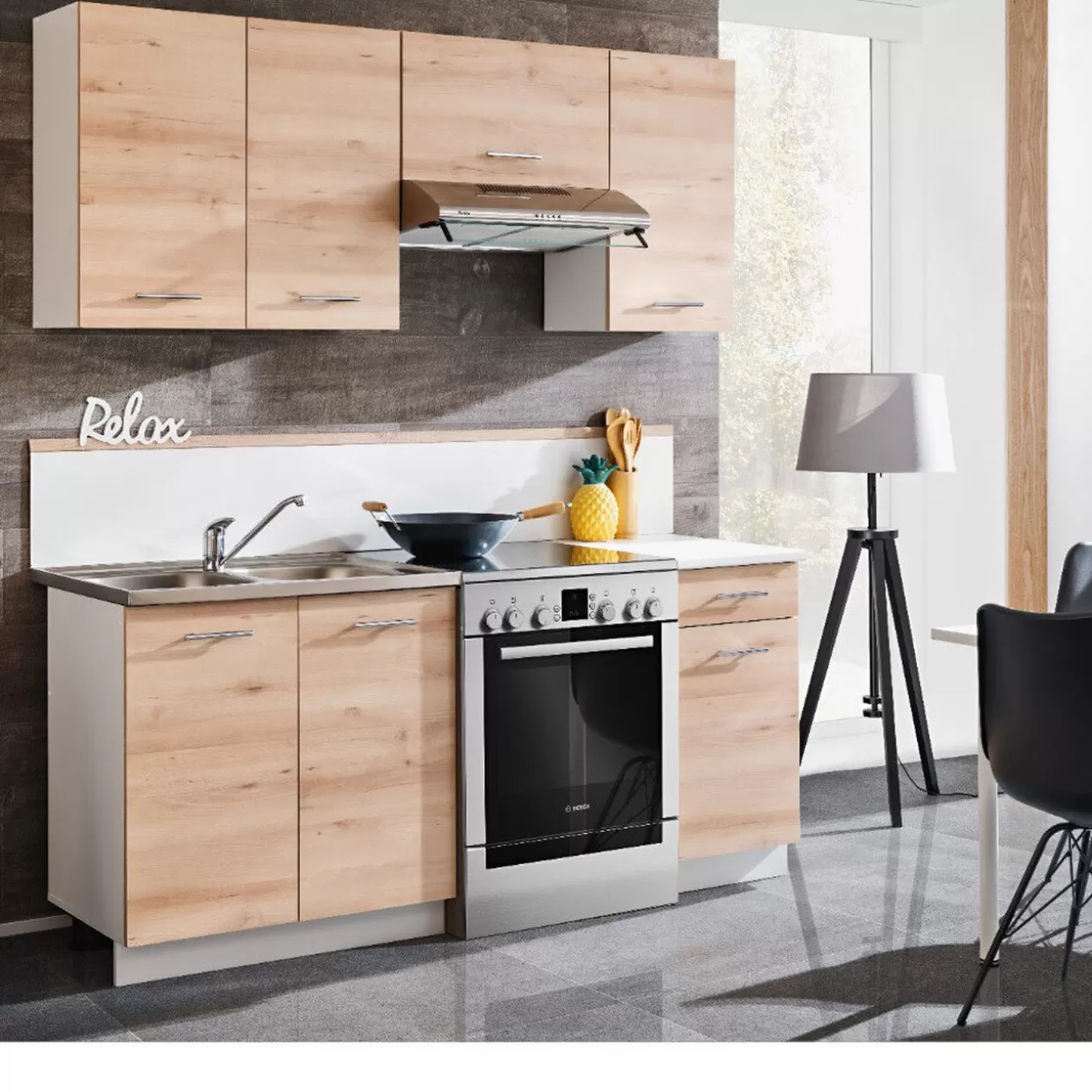 Gifi Meuble de cuisine bois naturel x 5< Rangement De Cuisine