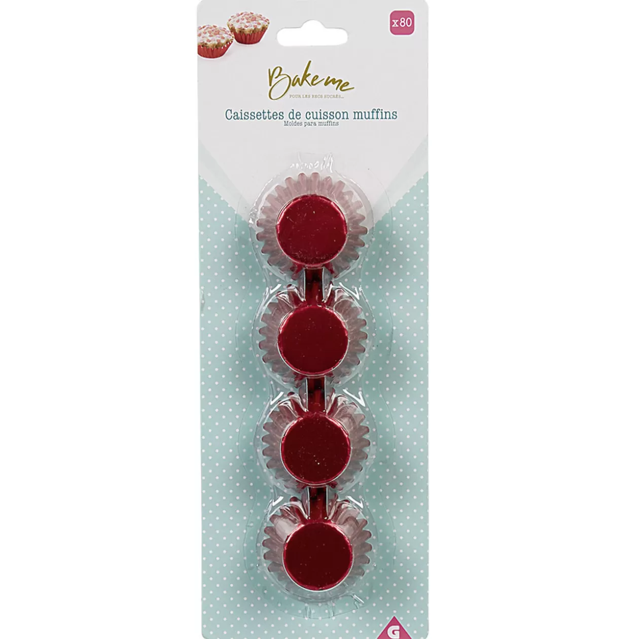 Gifi Mini caissette à muffin aluminium rouge x80< Cuisson