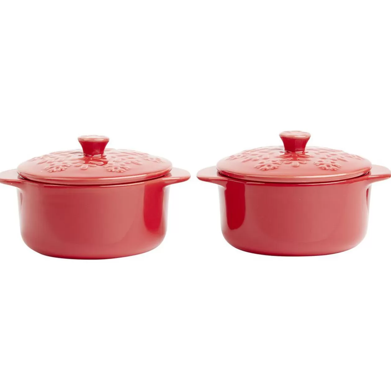 Gifi Mini cocotte en céramique motif flocon rouge x2< Cuisson