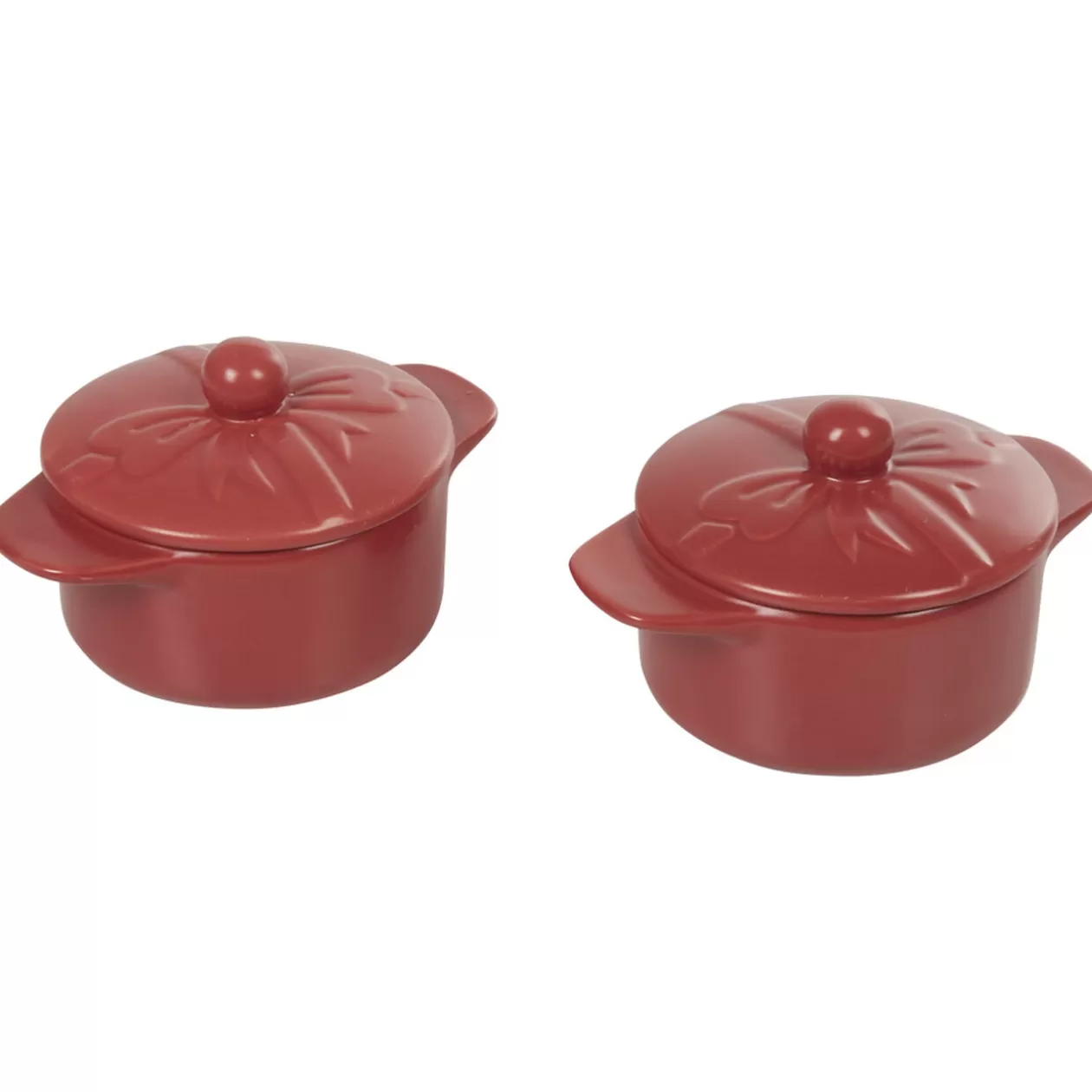 Gifi Minis cocottes rouges mat avec couvercle x2< Cuisson