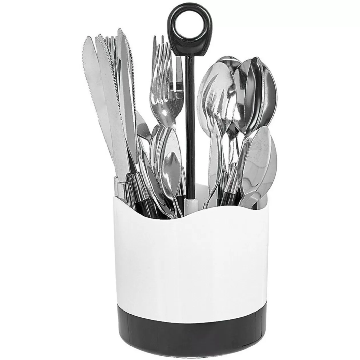 Ménagère 24 pièces avec support noir blanc>Gifi New