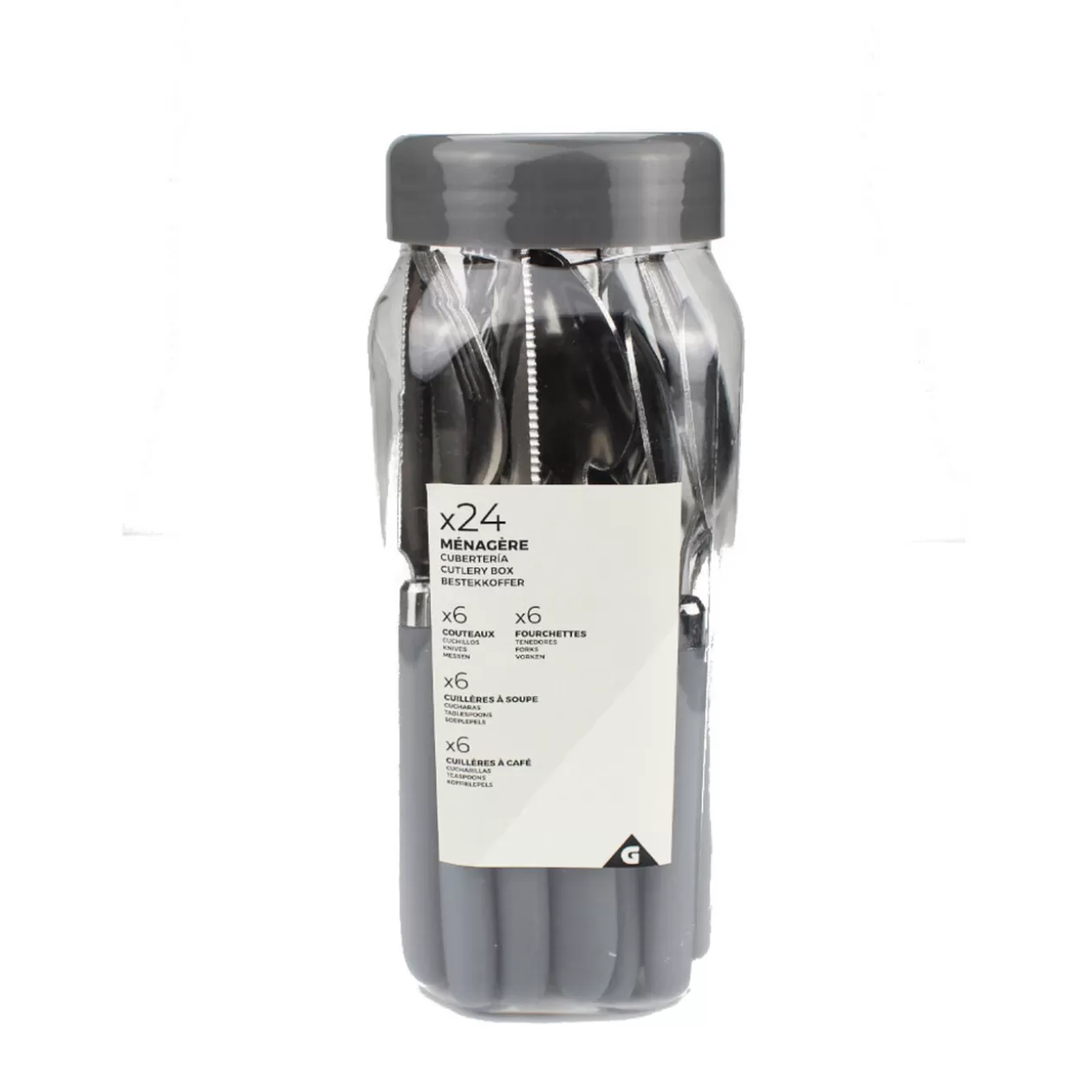 Ménagère 24 pièces inox manche antidérapant soft touch gris>Gifi Sale