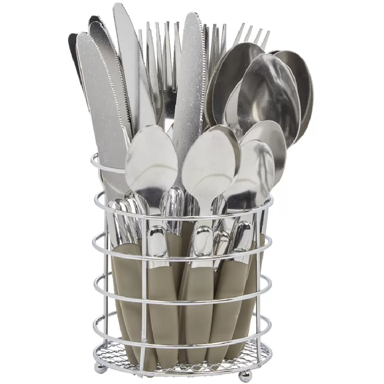 Ménagère 24 pièces taupe et son panier>Gifi Best