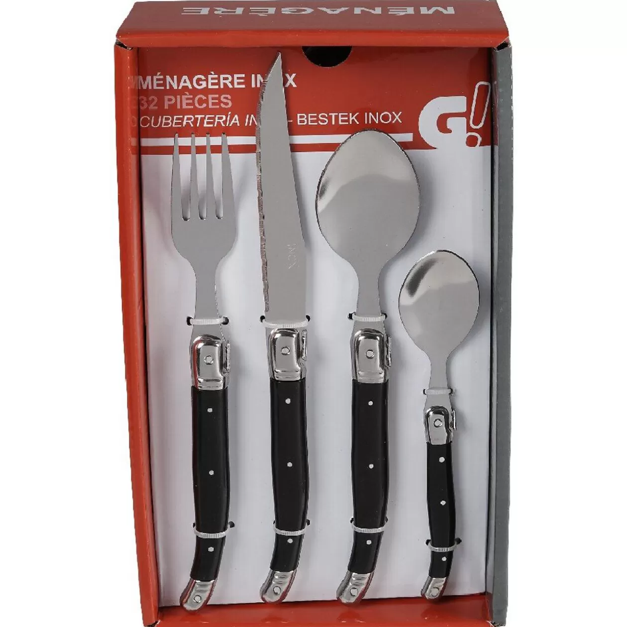 Gifi Ménagère 32 pièces noir et gris chromé< Vaisselle Et Accessoires De Table