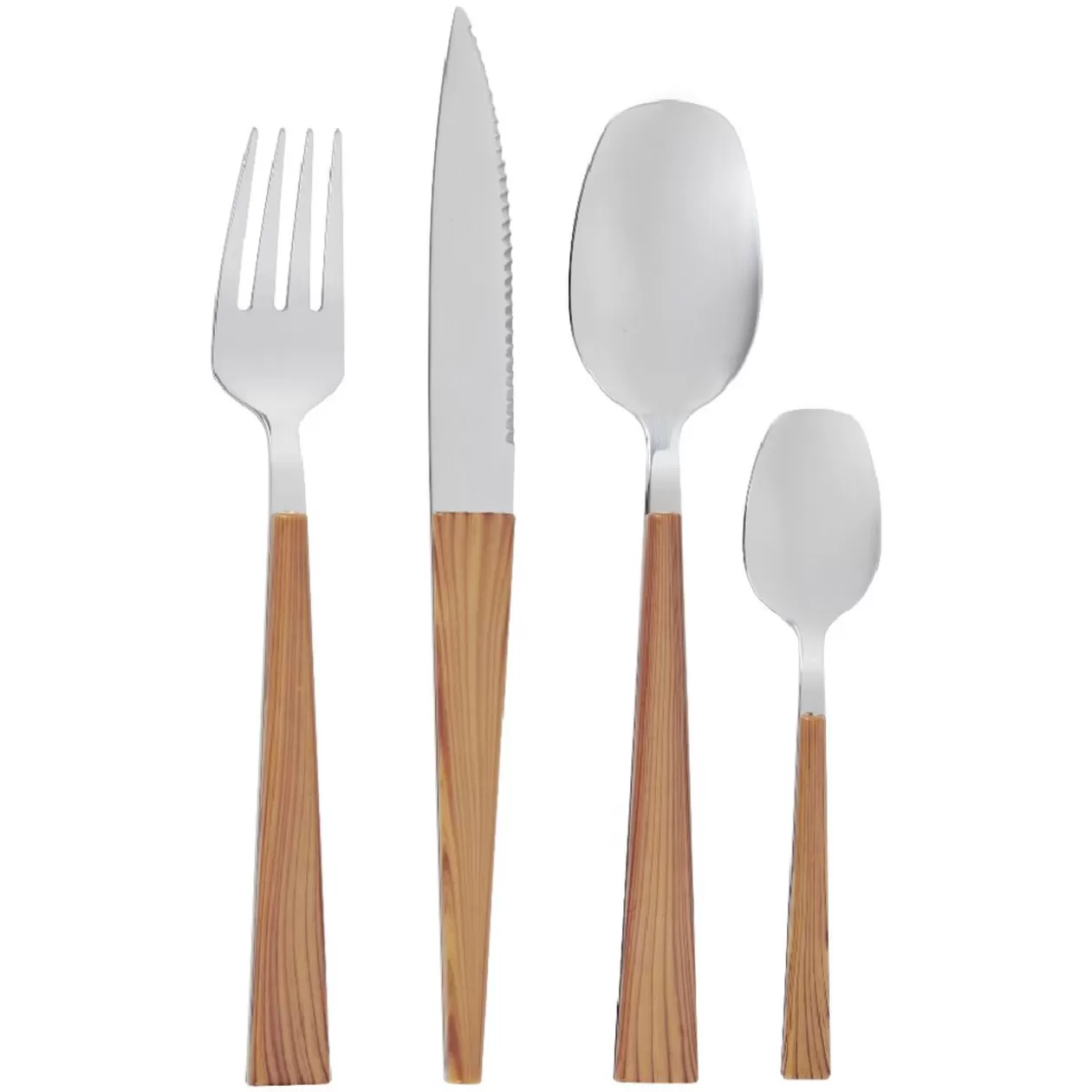 Ménagère scandinave 24 pièces effet bois>Gifi Online