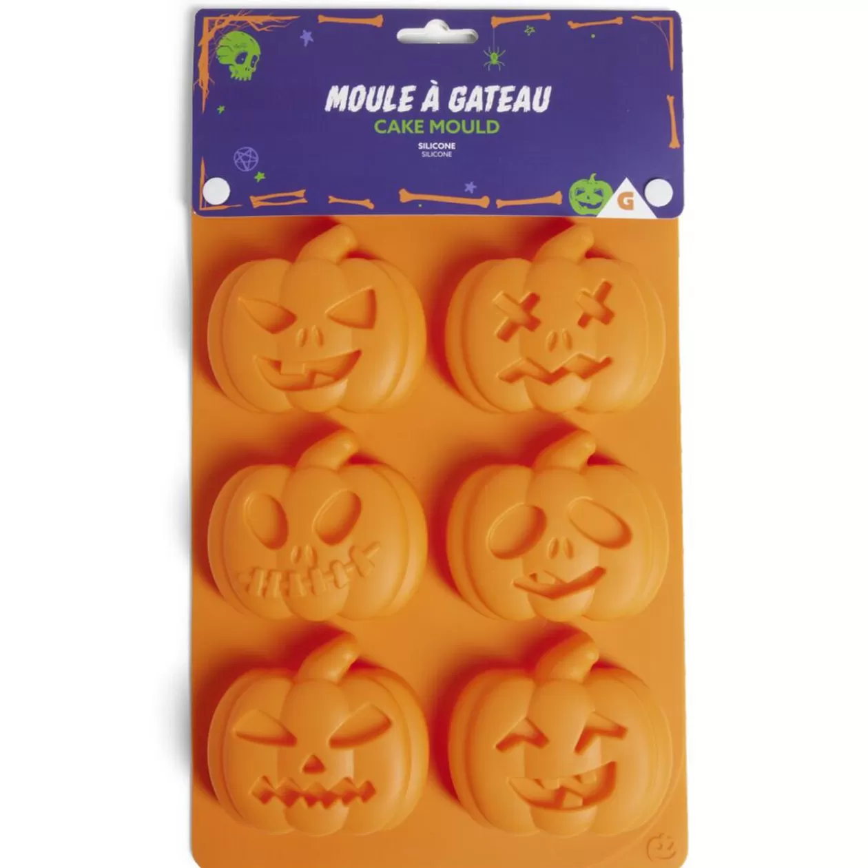 Gifi Moule à gâteau Halloween silicone orange 27x18xH3cm< Cuisson