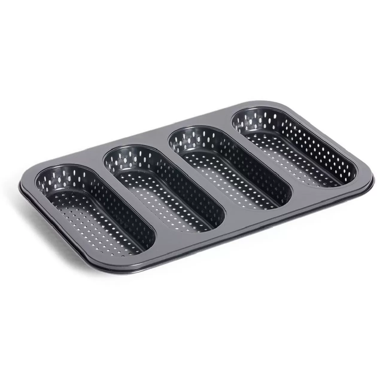 Gifi Moule à mini baguette perforé acier noir 33,6x22xH3cm< Cuisson