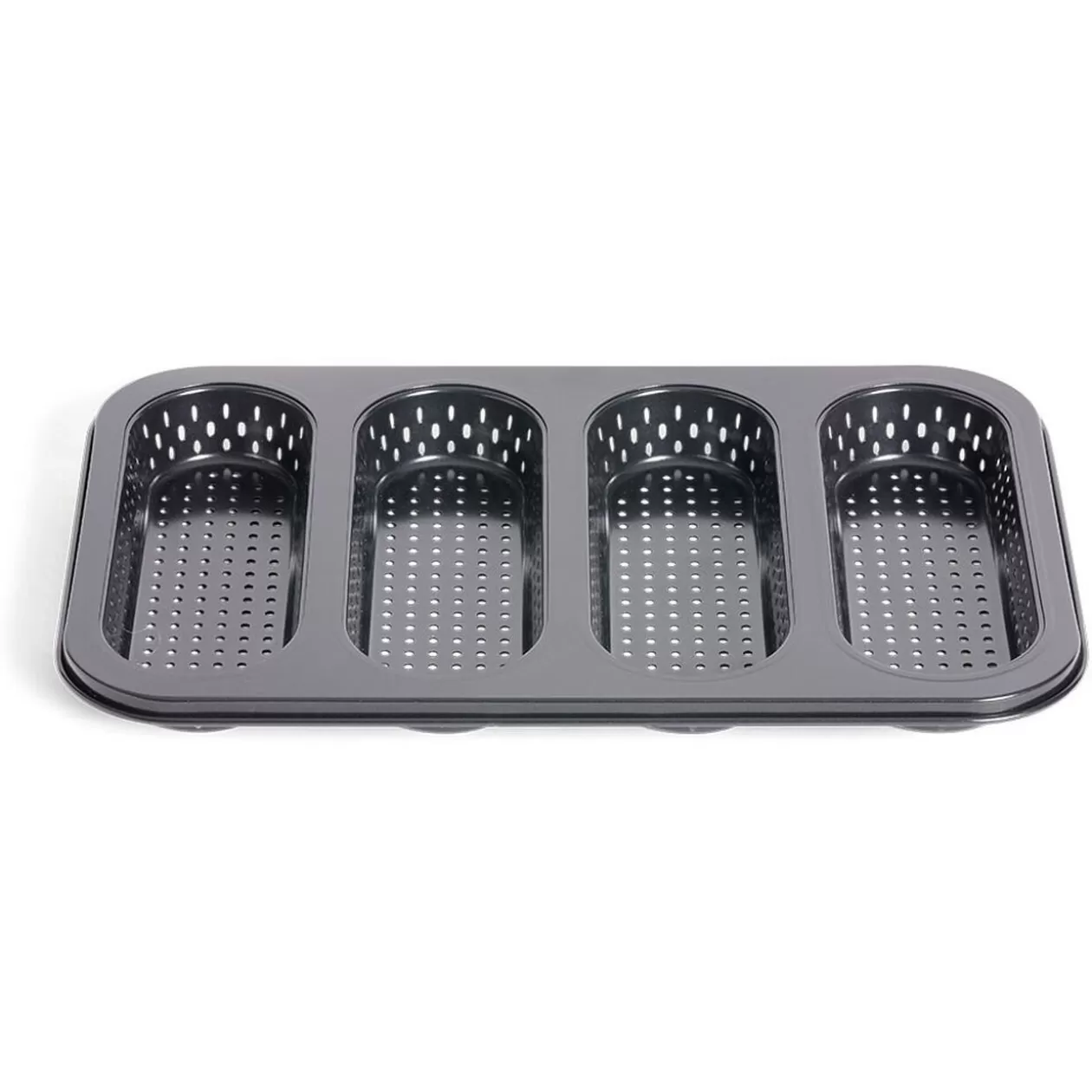 Gifi Moule à mini baguette perforé acier noir 33,6x22xH3cm< Cuisson