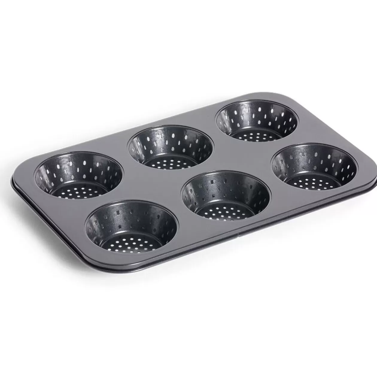 Gifi Moule à muffin perforé acier noir 33,6x22xH3cm< Cuisson